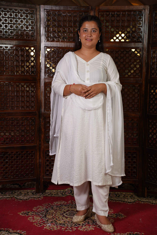 Kavya A-Line Set with Chiffon Dupatta