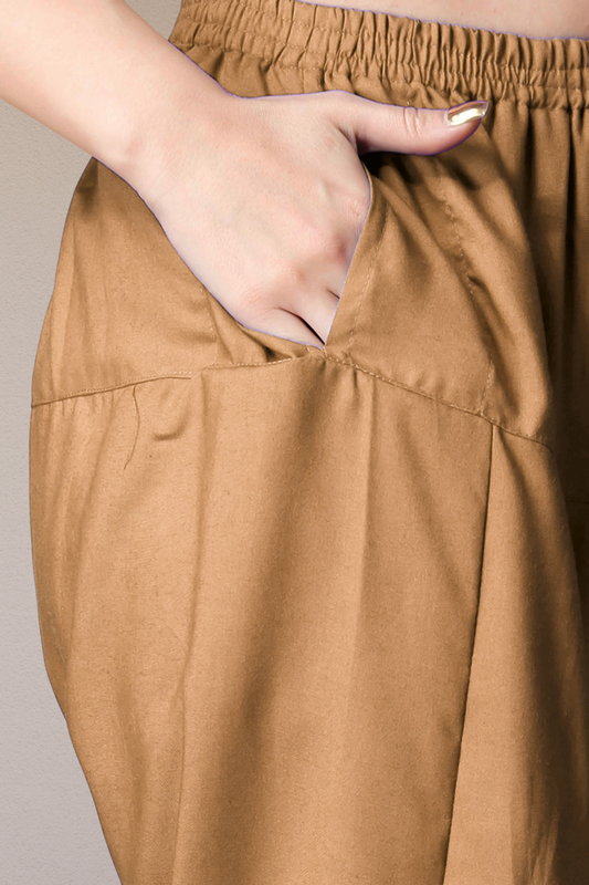 Khaki Straight Rayon Salwar Pants