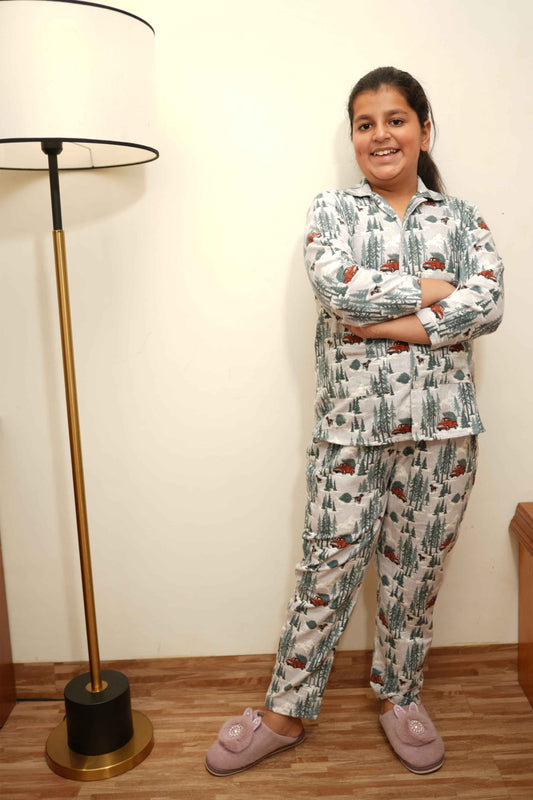 Wheels & Furry Woollen Night Suit