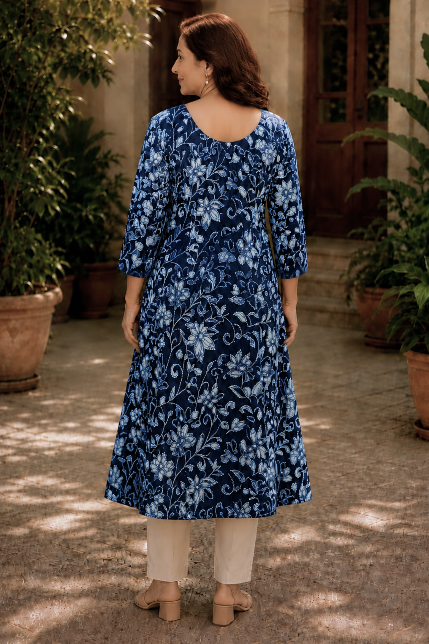 Tarini Indigo A-line Cotton Kali Kurta