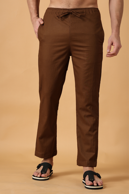 Buy Plus Size Brown Cotton Pant Pajama At Apella | Sizes XS to 10 XL | India | Free Delivery | Customized
