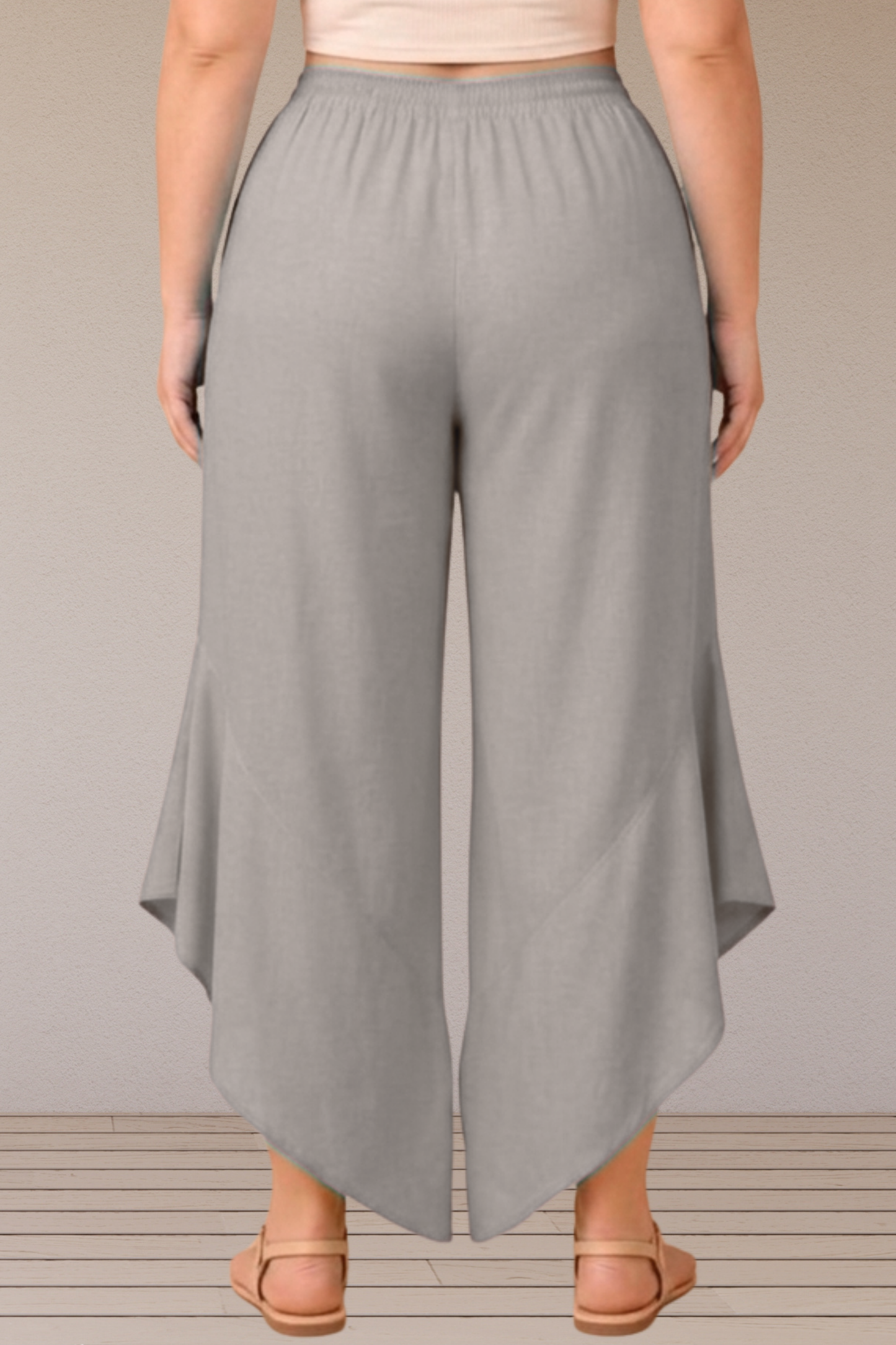 Leafy Light Grey Rayon Palazzo