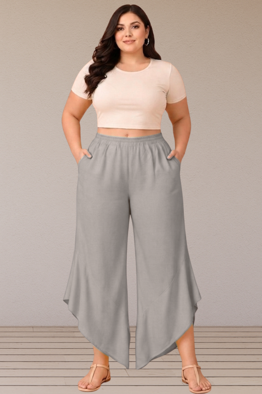 Leafy Light Grey Rayon Palazzo