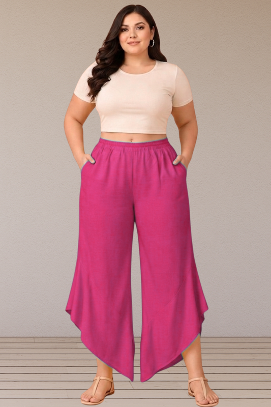 Leafy Magenta Rayon Palazzo