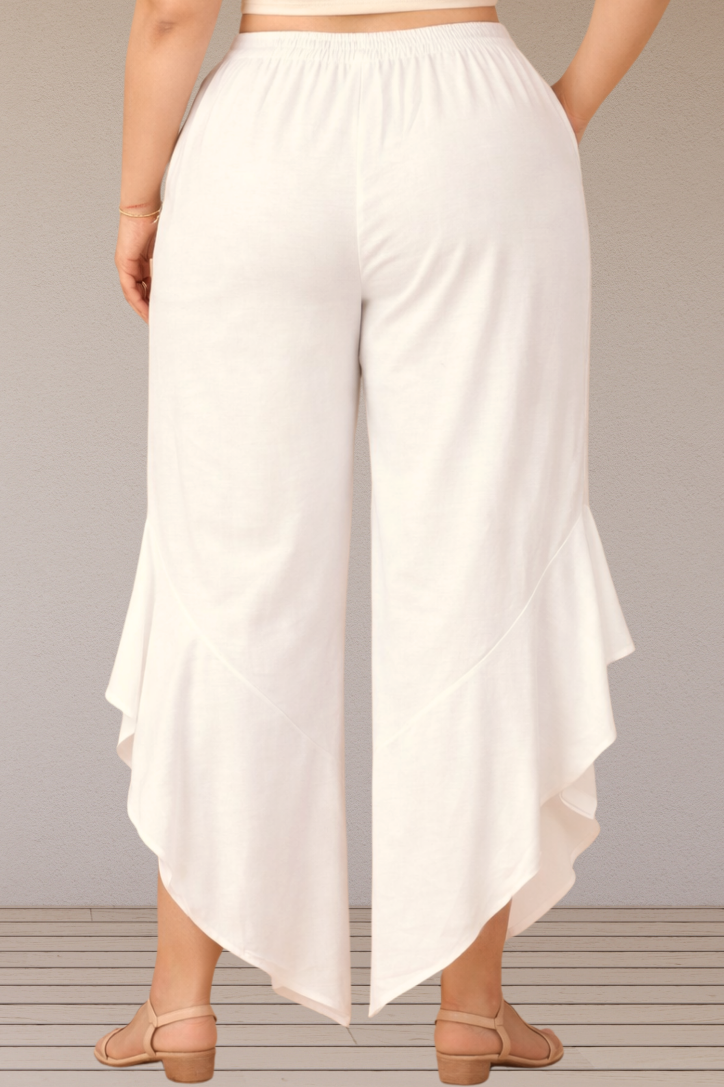 Leafy Off White Rayon Palazzo