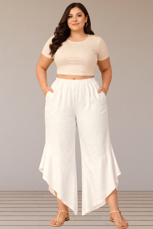 Leafy Off White Rayon Palazzo
