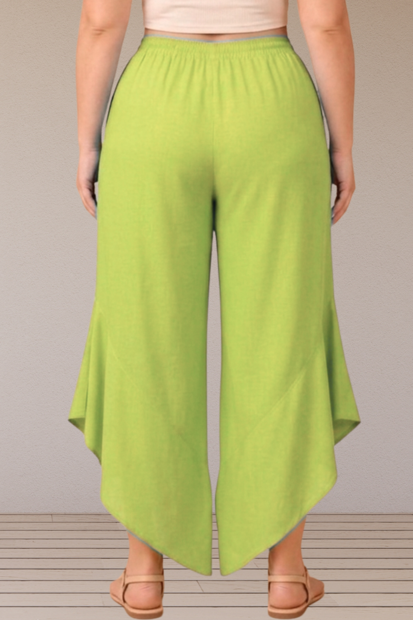 Leafy Pista Green Rayon Palazzo