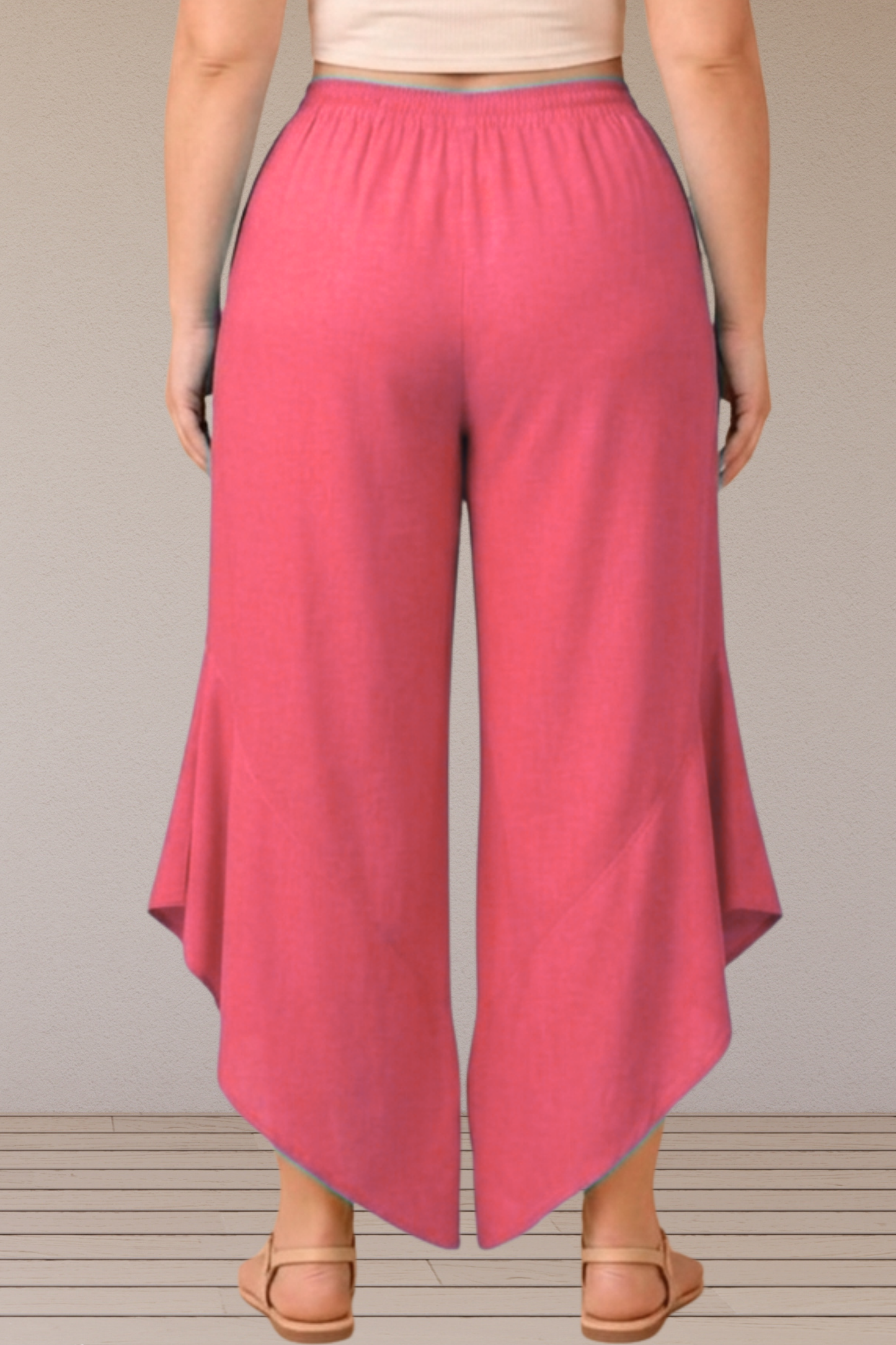 Leafy Rose Pink Rayon Palazzo
