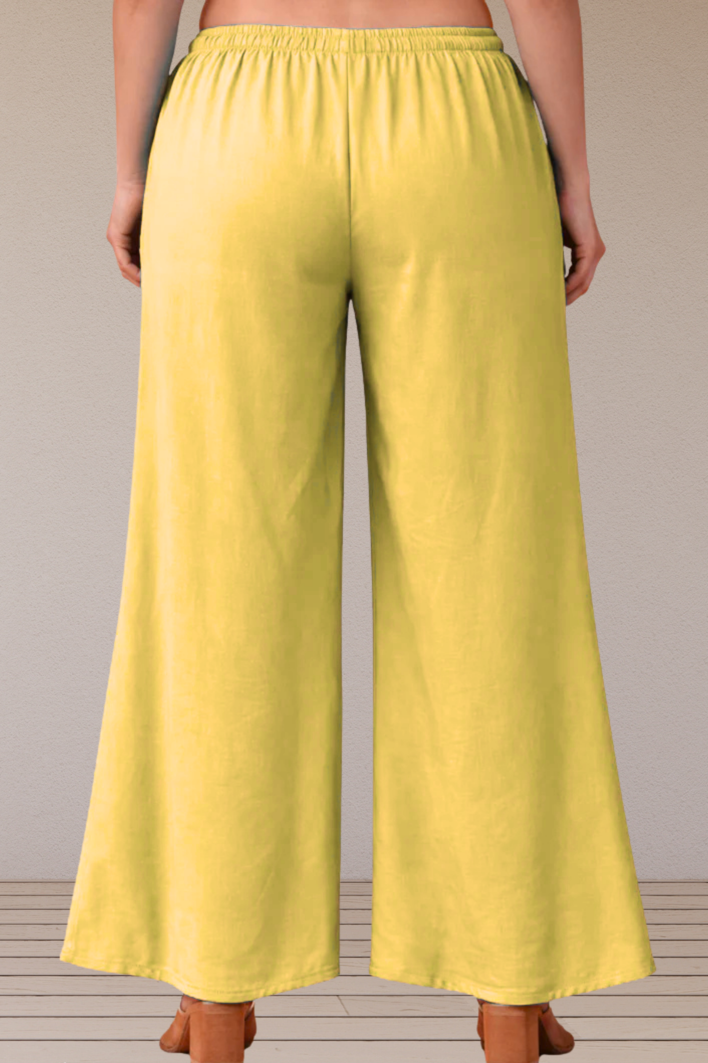 Lemon Belted Rayon Loose Palazzo