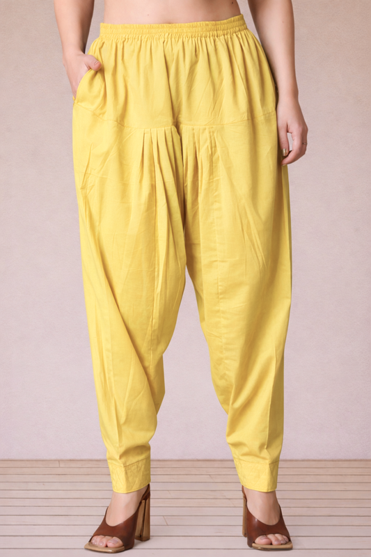 Lemon Cotton Straight Salwar