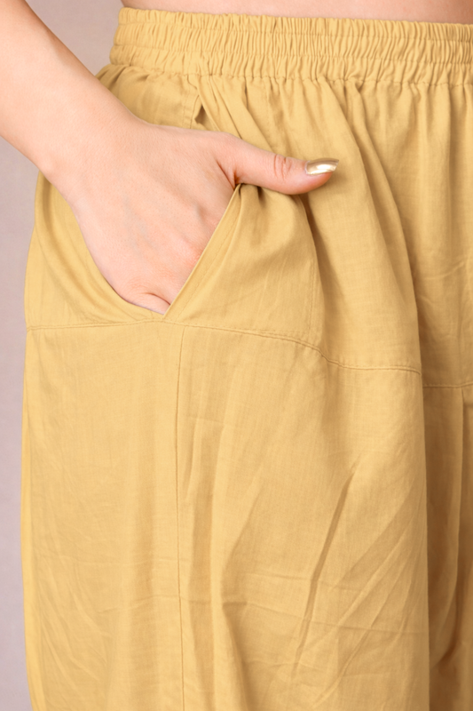 Beige Cotton Straight Salwar