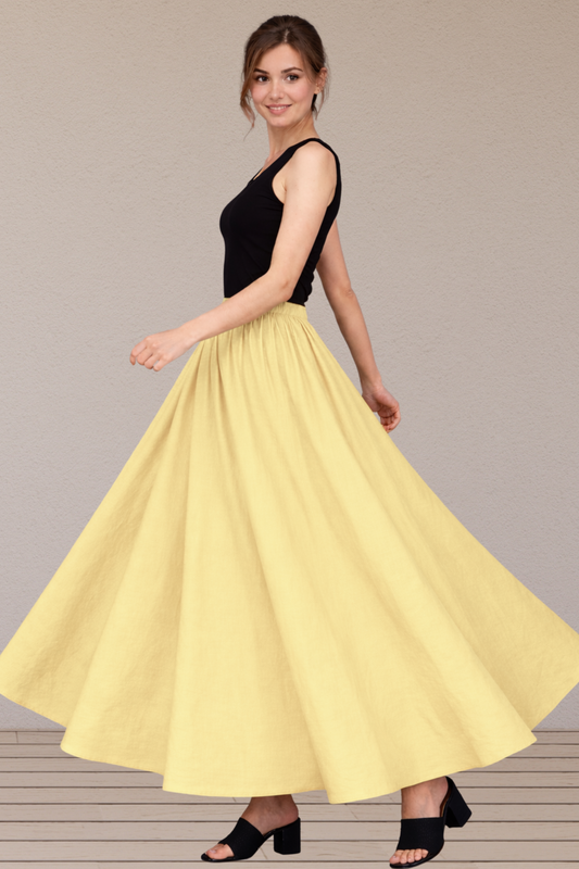 Lemon Rayon Long Skirt