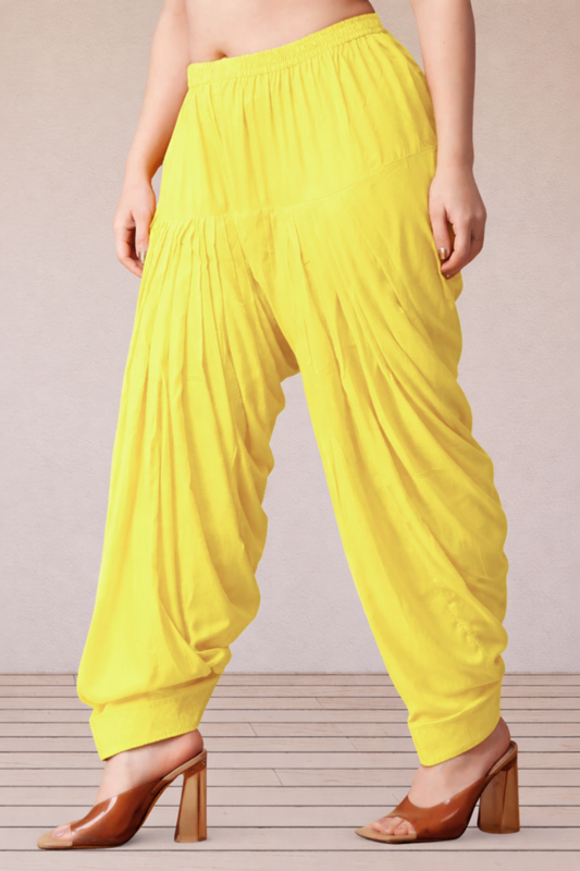 Neon Yellow Rayon Patiala Salwar