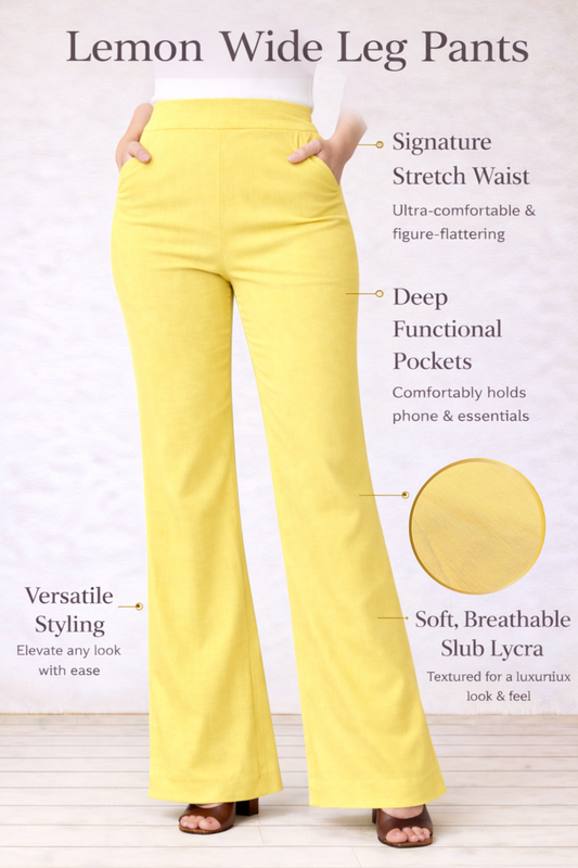 Lemon Wide Leg Slub Pants