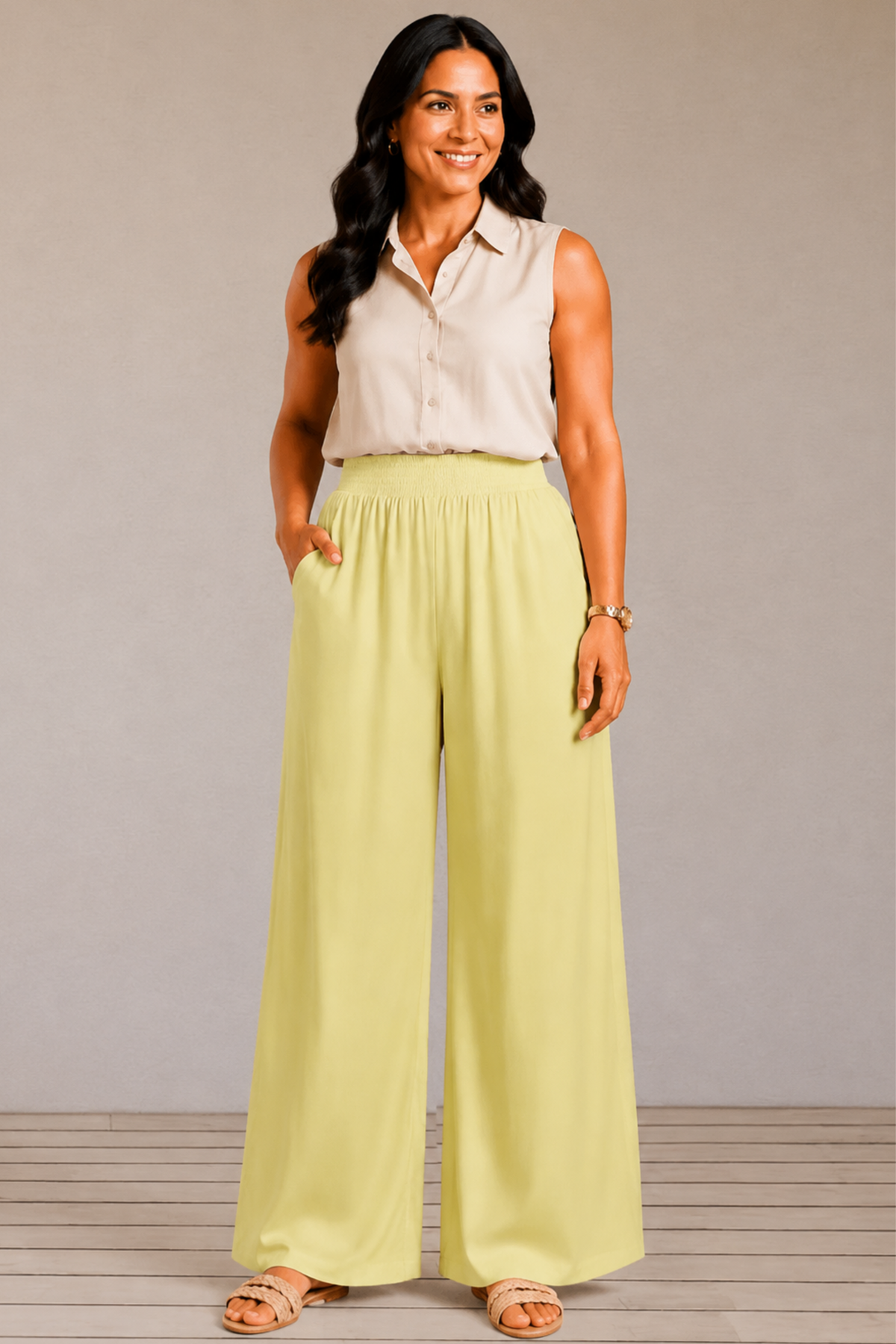 Lemon Flared Palazzo Pant