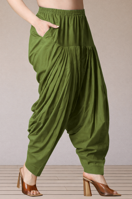 Mehandi Green Cotton Patiala Salwar Pants