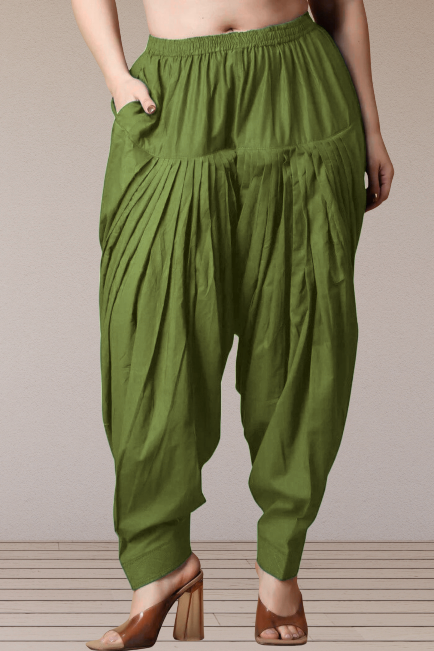Mehandi Green Cotton Patiala Salwar