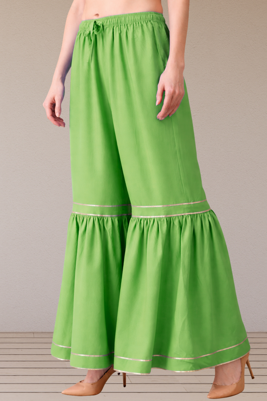 Light Green Frilled Rayon Sharara