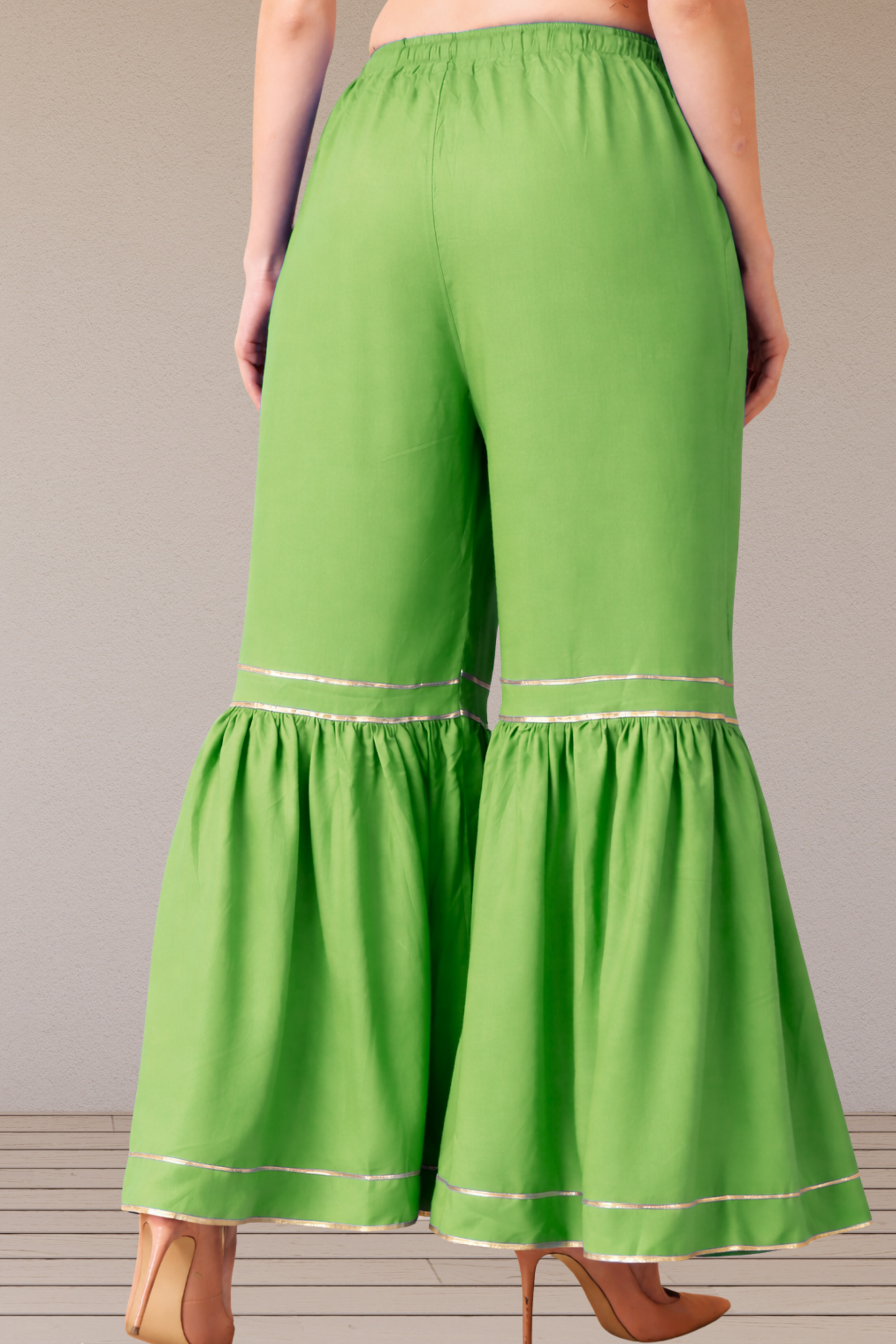 Light Green Frilled Rayon Sharara