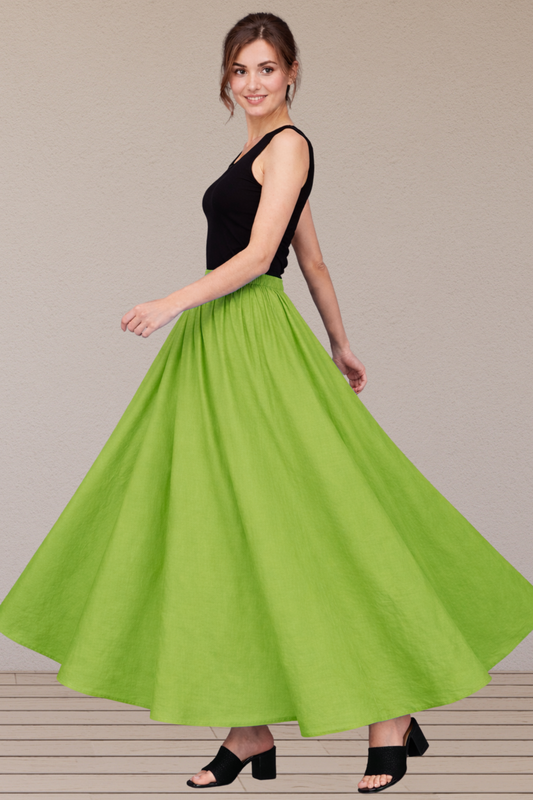 Light Green Rayon Long Skirt