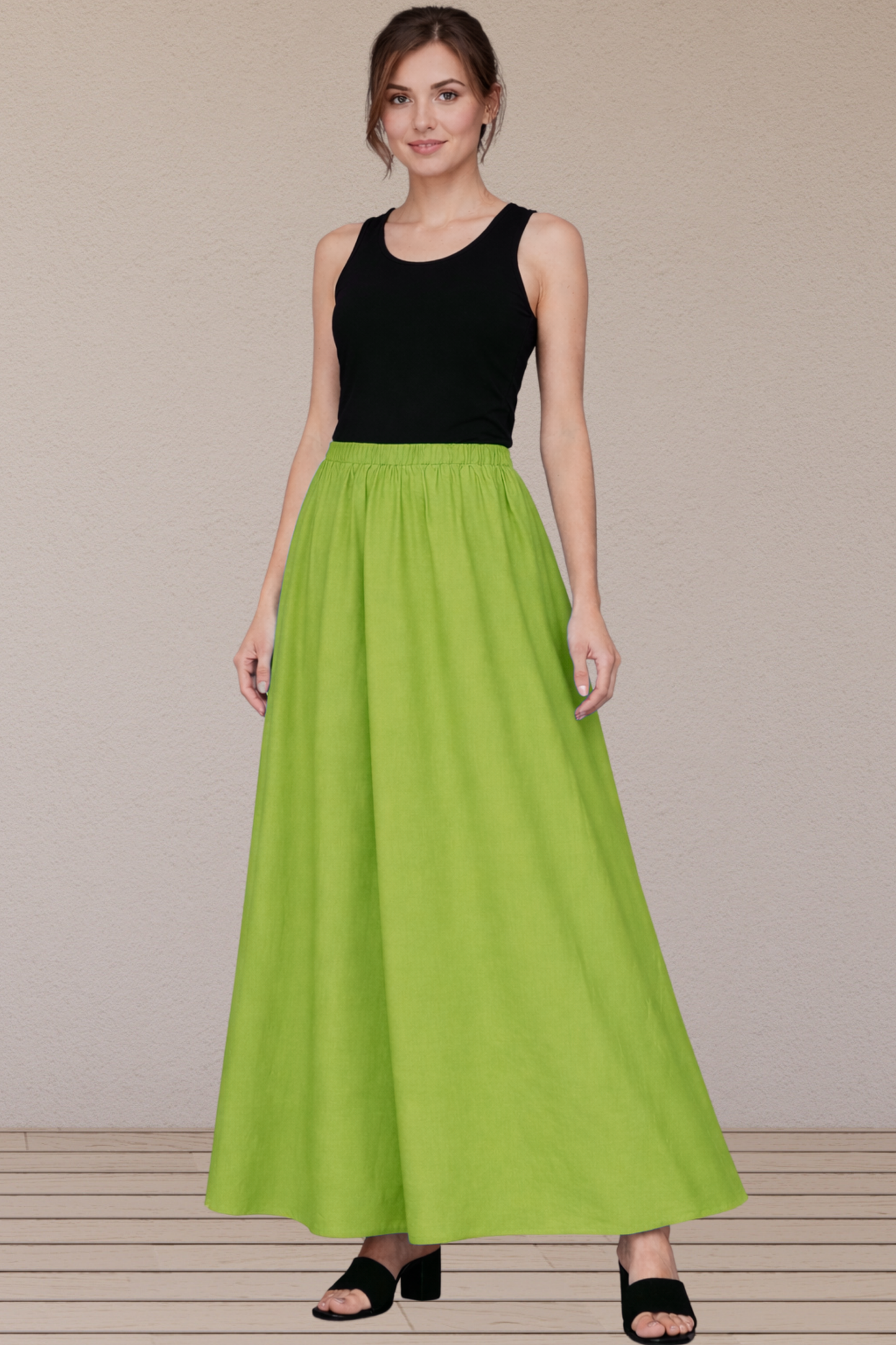 Light Green Rayon Long Skirt