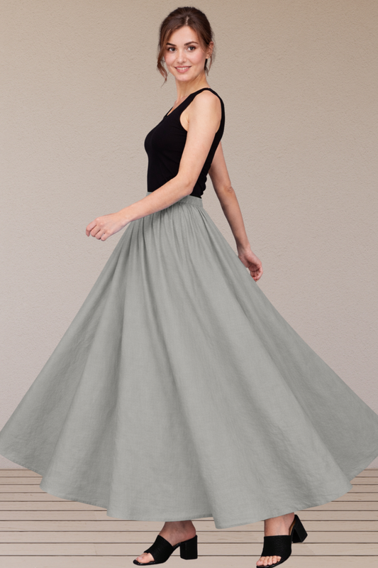 Light Grey Rayon Long Skirt