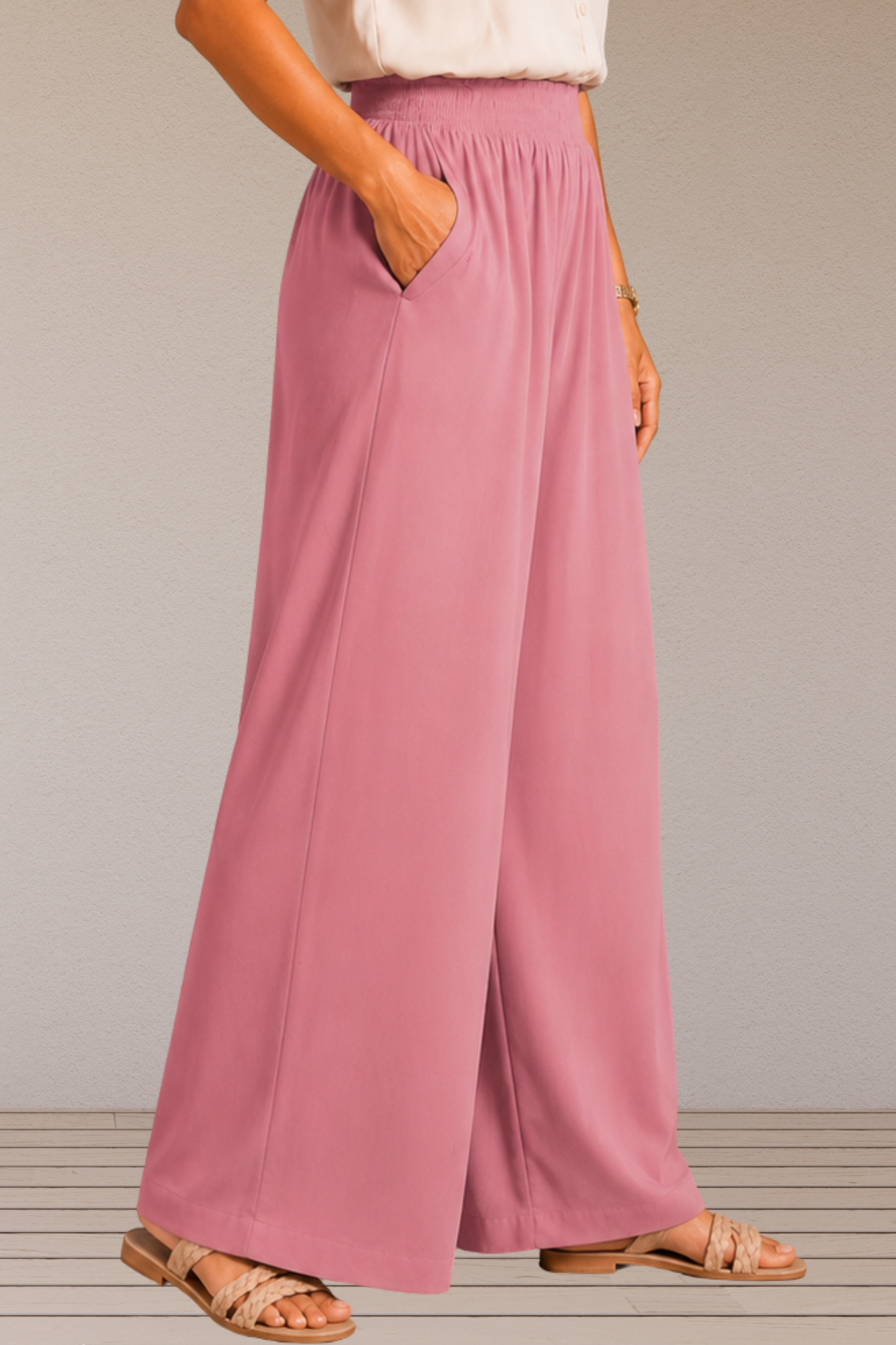 Light Onion Flared Palazzo Pant