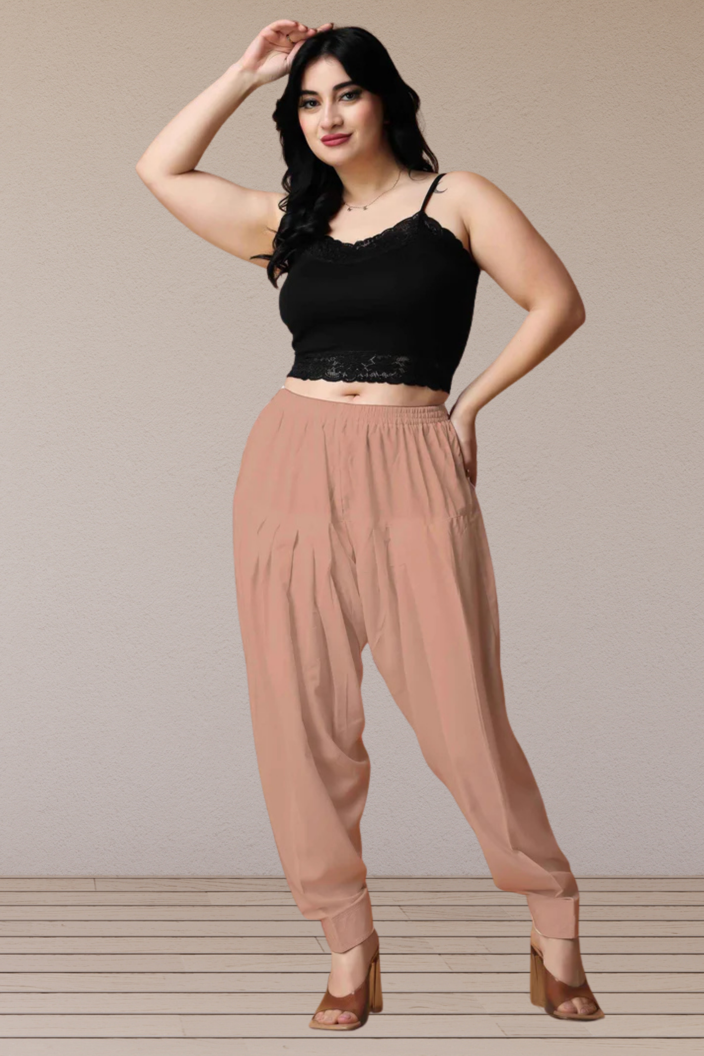 Light Onion Pleated Cotton Salwar