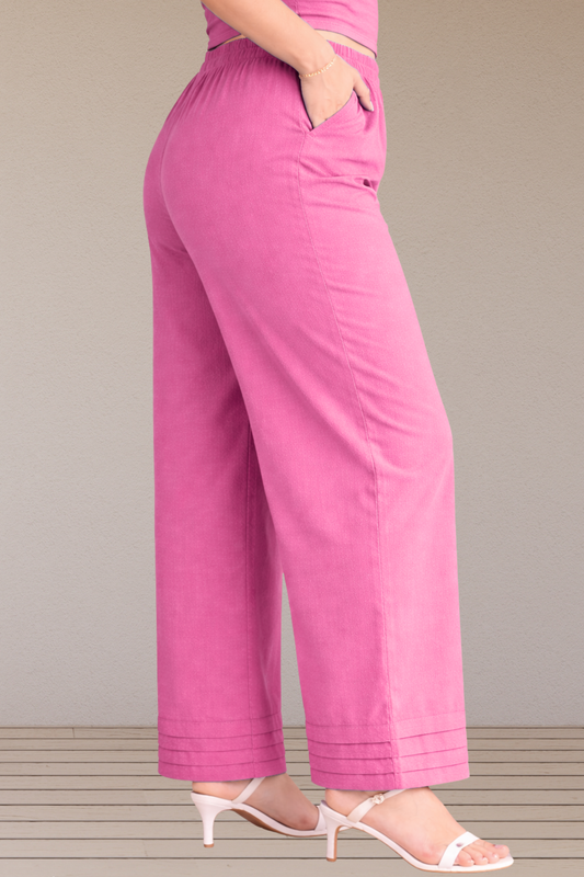 Light Pink Pintuked Cotton Palazzo