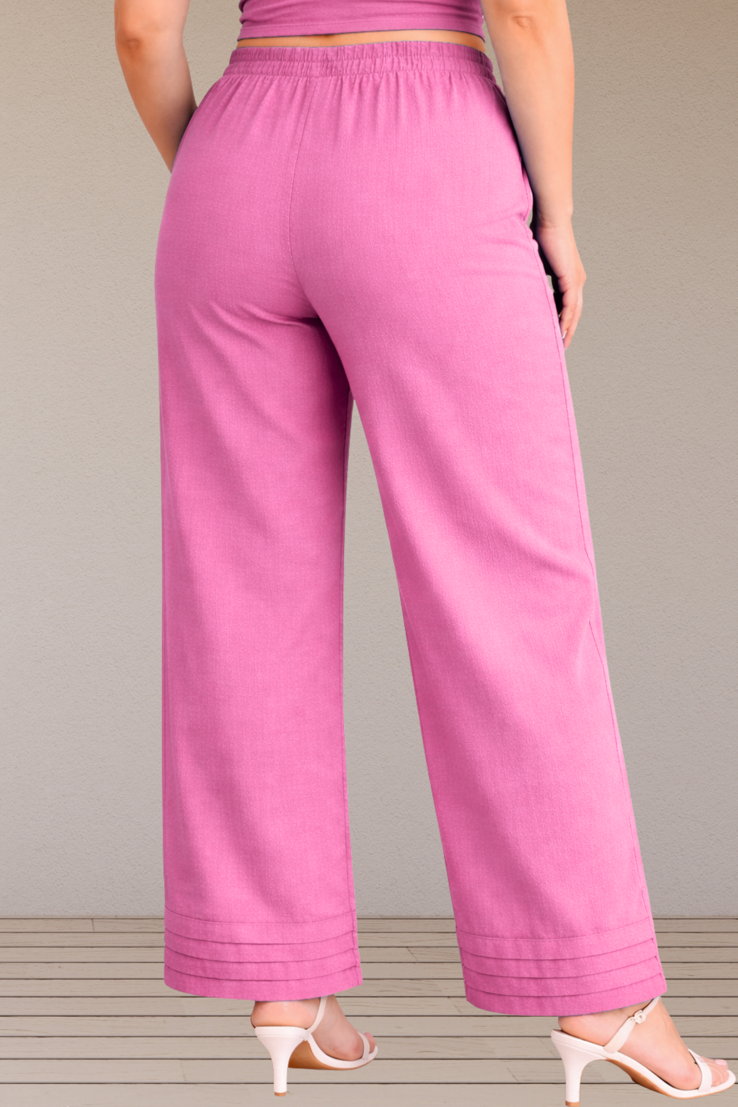 Light Pink Pintuked Cotton Palazzo