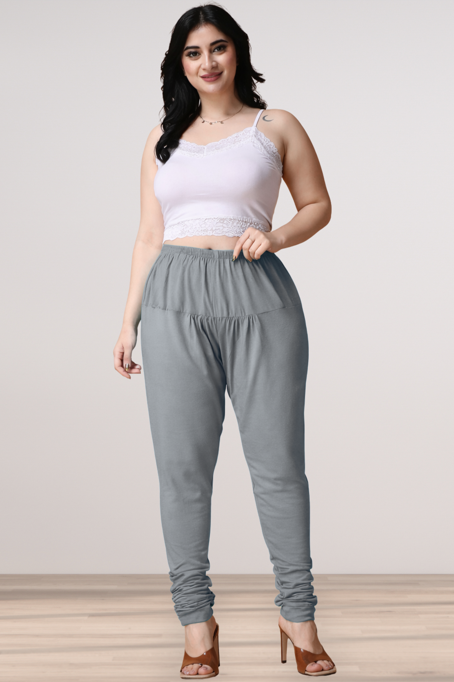 Light Grey Cotton Churidar Pants