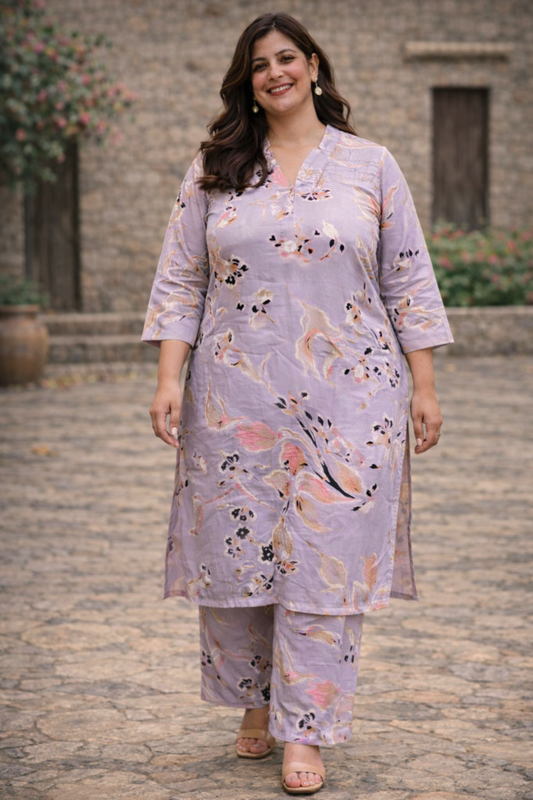 Lilac Lustre Co-ord Suit Set