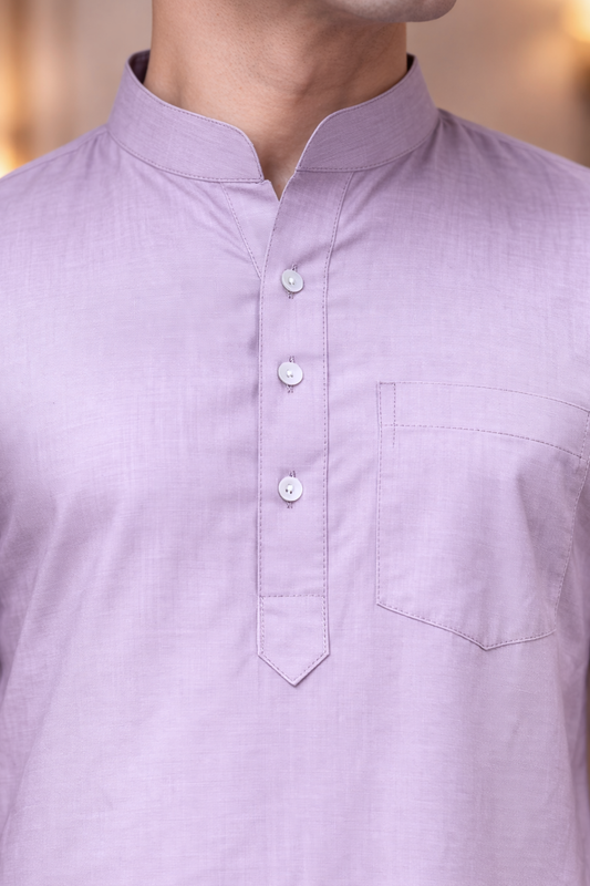 Lilac Lustre Cotton Kurta Pajama