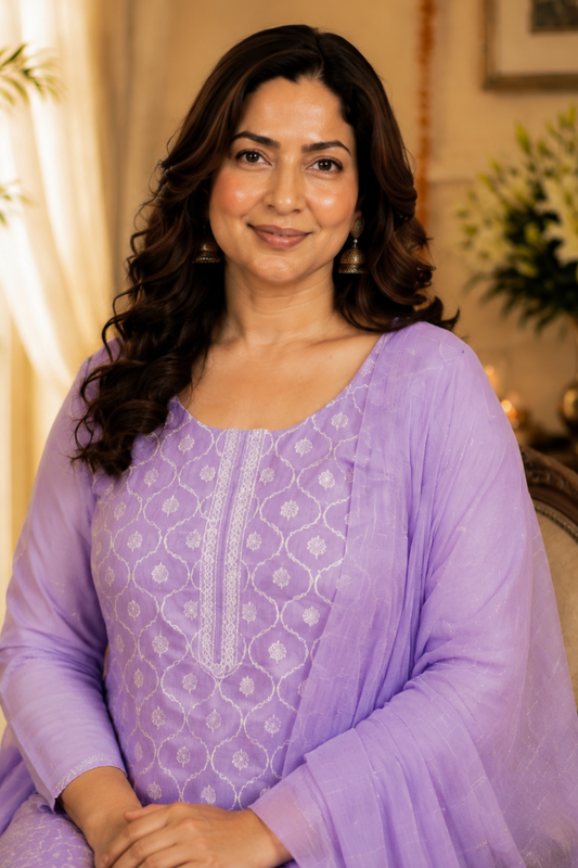 Lilac Delight Jacquard Linen Suit