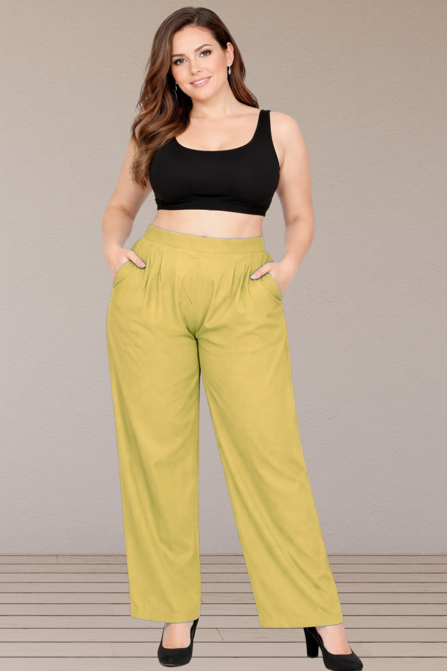 Lime Cotton Pant Palazzo