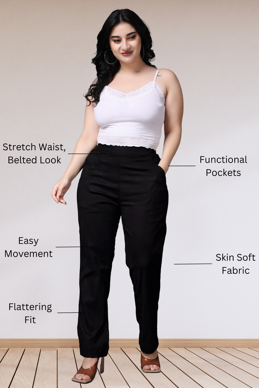 Buy Plus Size Lycra Slub Pants At Apella | Sizes XS to 10 XL | India | Free Delivery | Customized