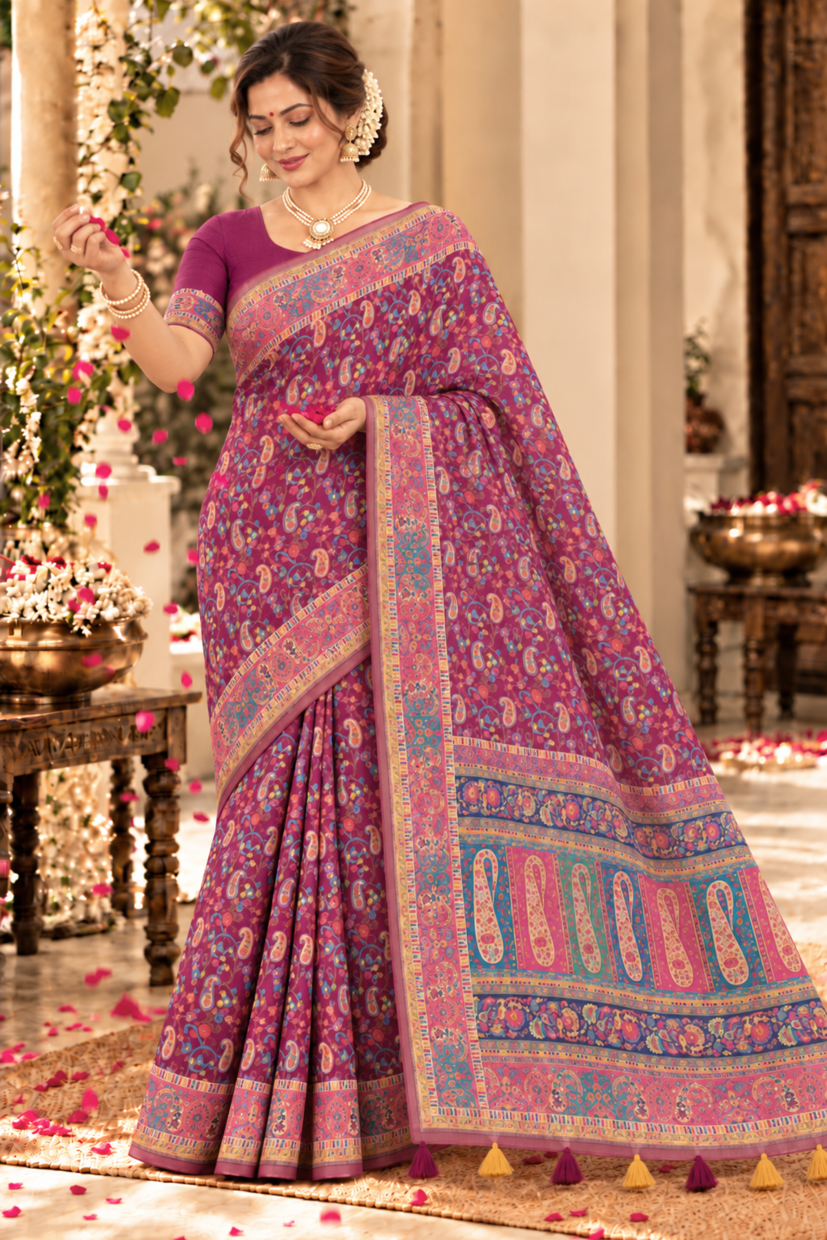 Madhura Printed Saree With 1.5 Mtr Blouse Piece