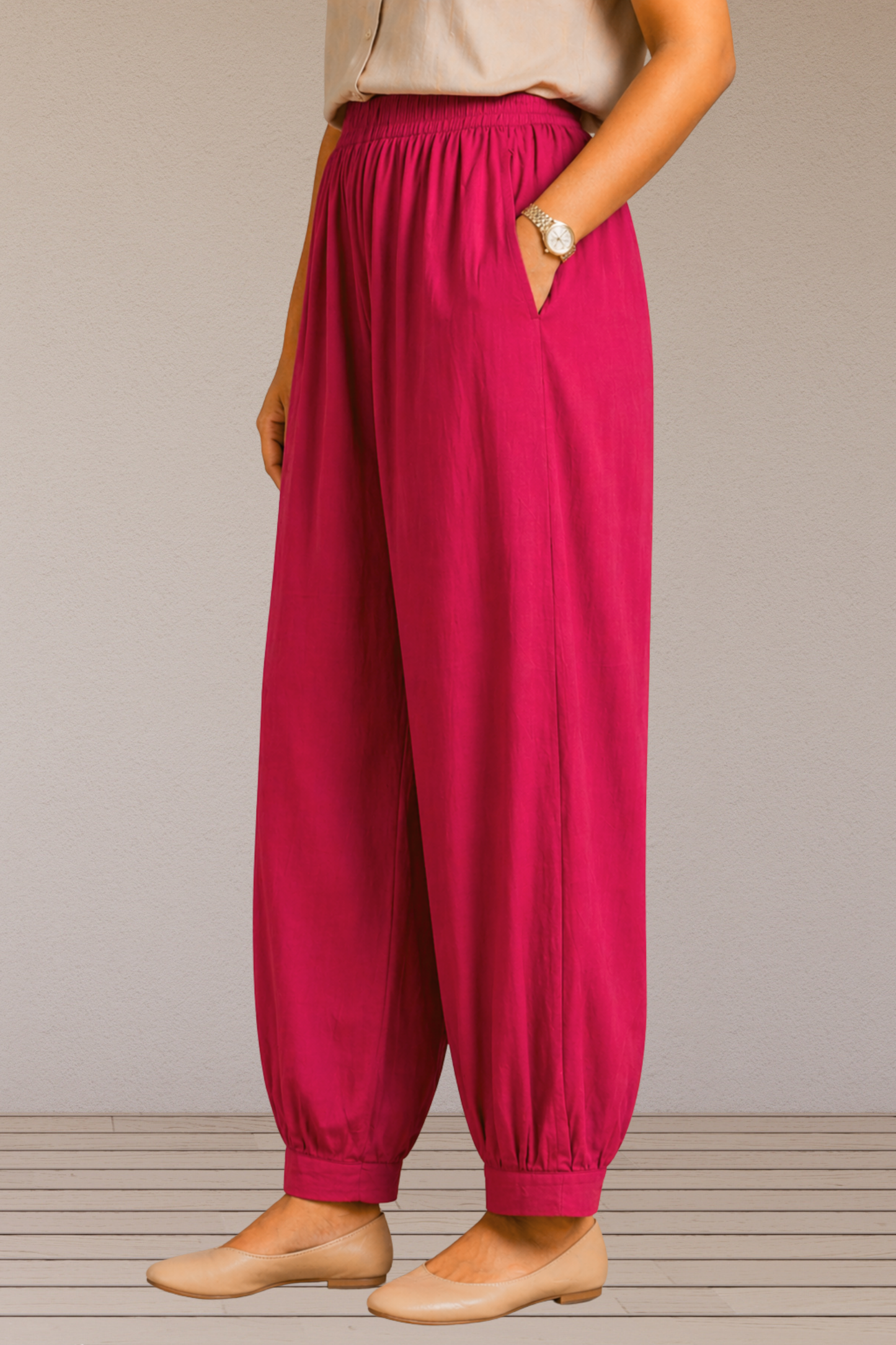 Magenta Cotton Afghani Pants