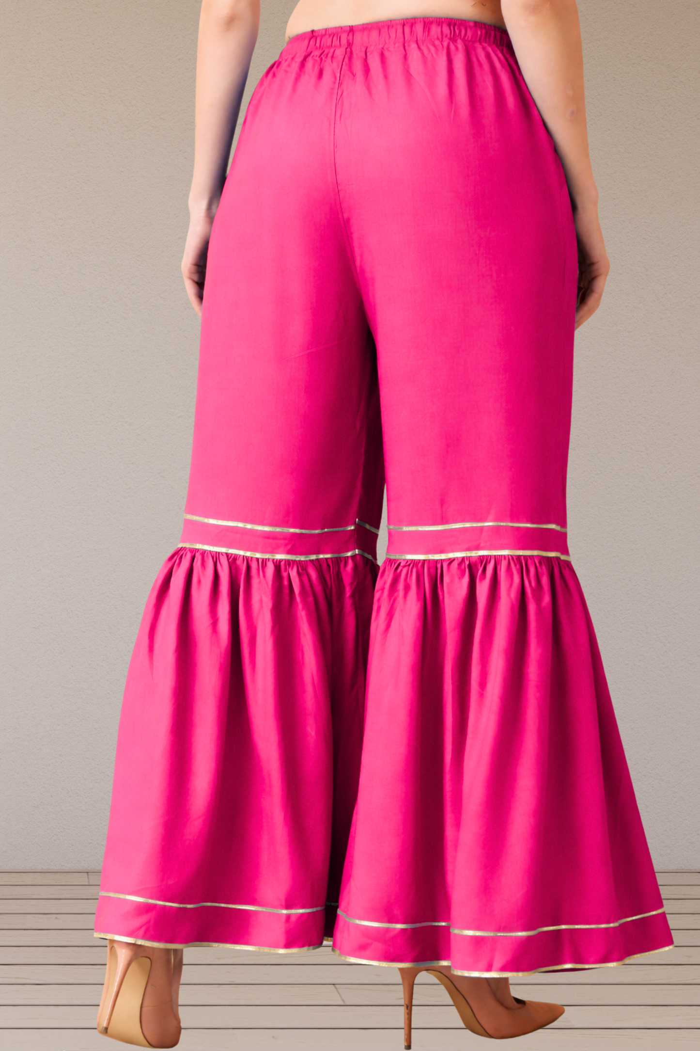 Magenta Frilled Rayon Sharara
