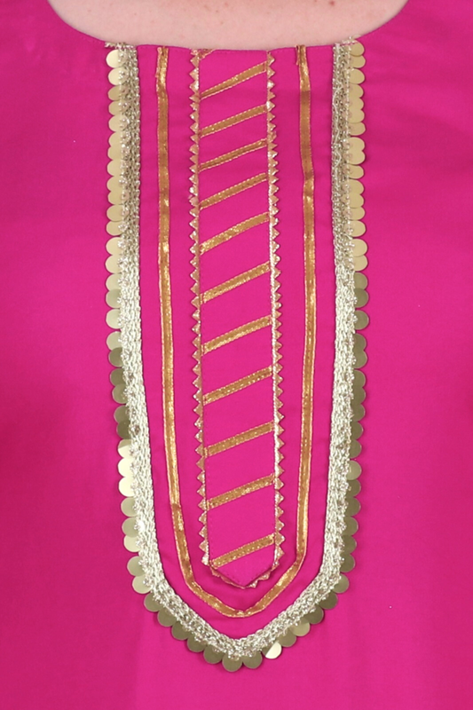 Magenta Golden Lace Work Suit Set