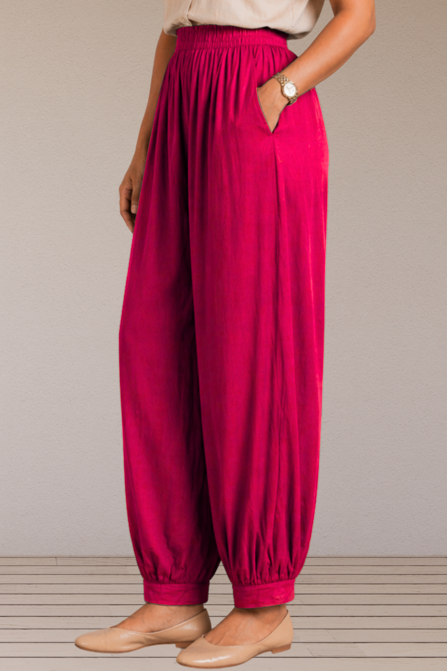 Magenta Rayon Afghani Pants