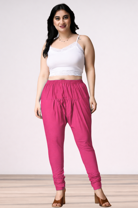 Magenta Rayon Churidar Pants