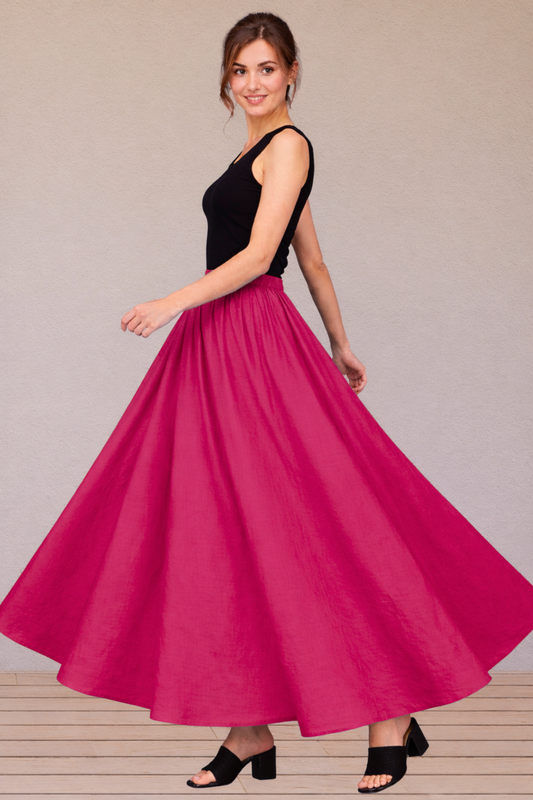 Magenta Rayon Long Skirt