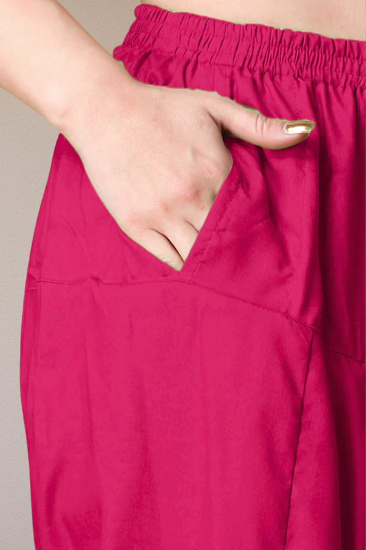 Magenta Rayon Pleated Salwar