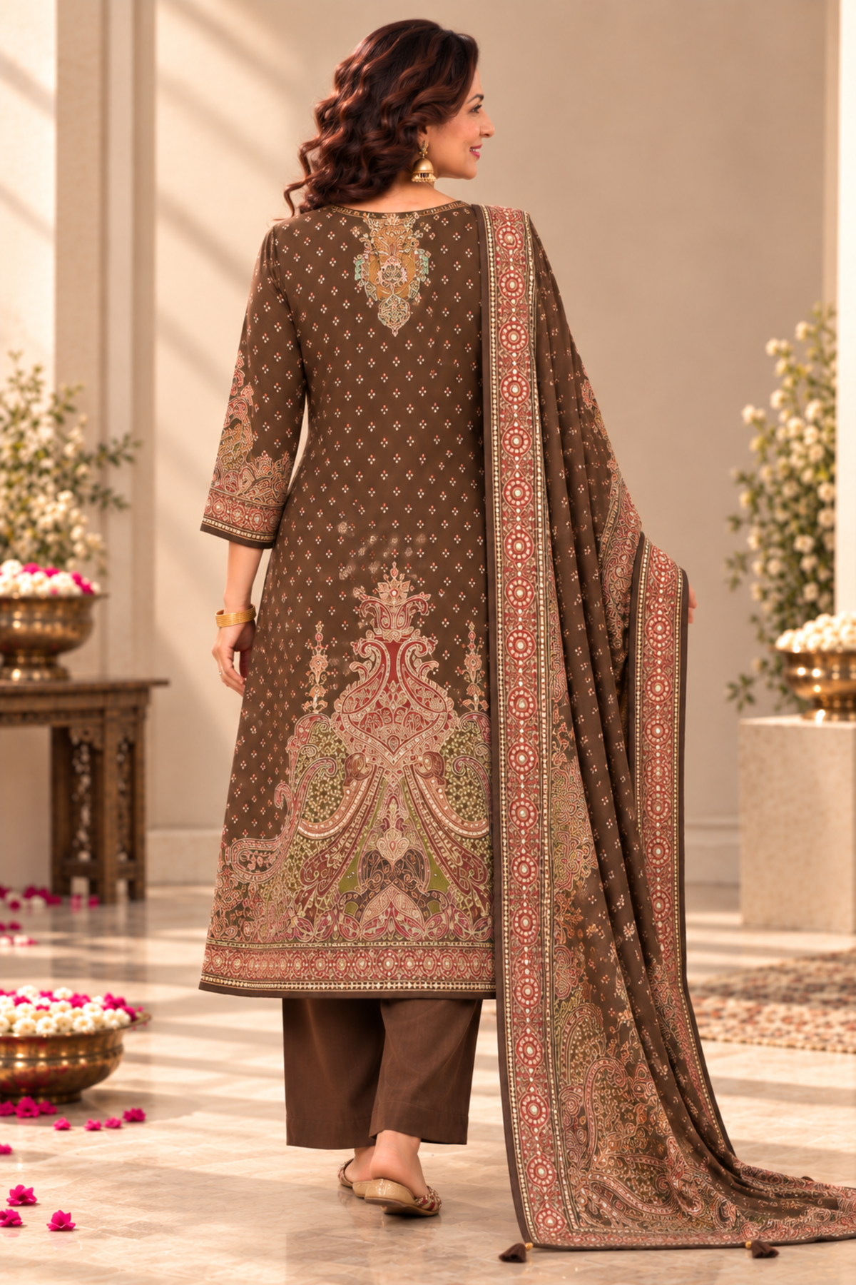 Mahira Karachi Muslin Suit With Mirror Work