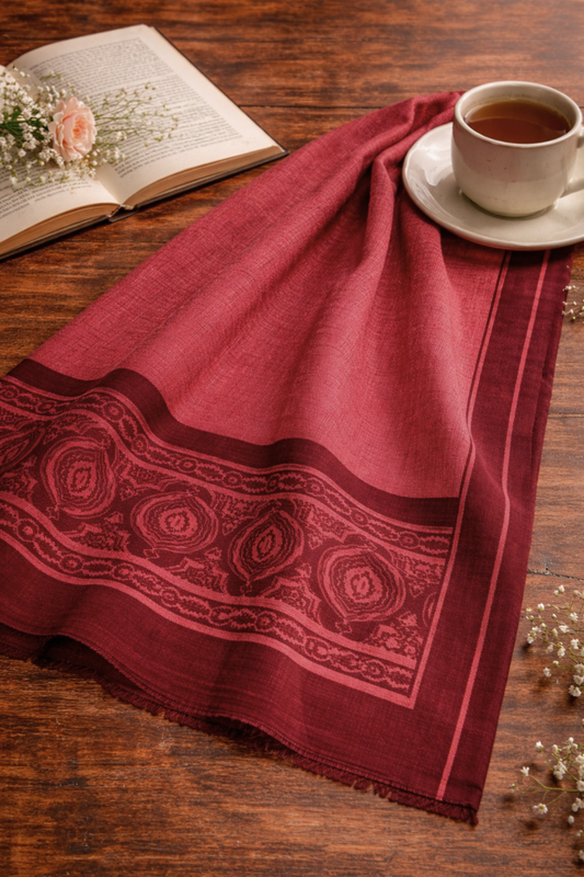 Maroon Block Printed Cotton Dupatta