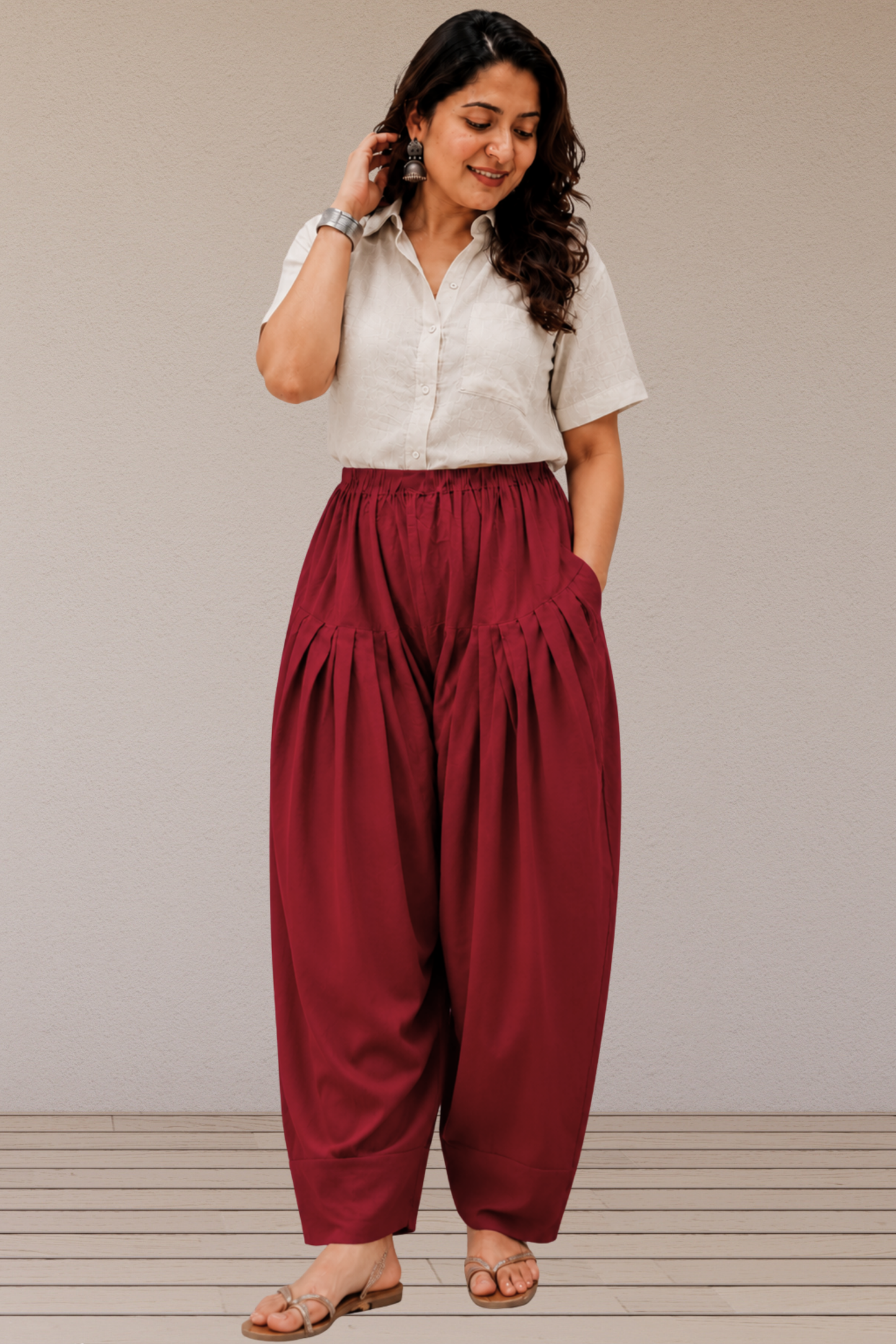 Maroon Cotton Farshi Salwar
