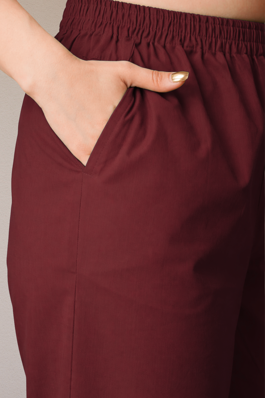 Maroon Cotton Kurti Pant