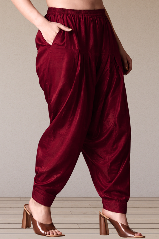 Maroon Cotton Metallic Salwar
