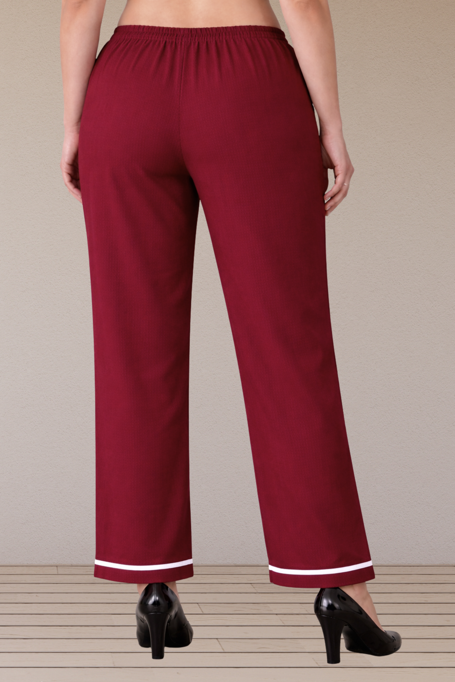Maroon Detailed Hemline Pant Palazzo